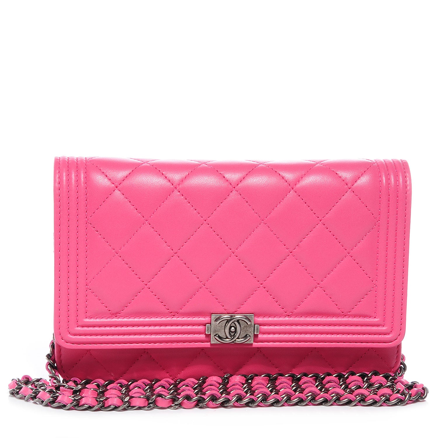 Chanel Lambskin Boy Wallet on Chain WOC Pink 1 of 9