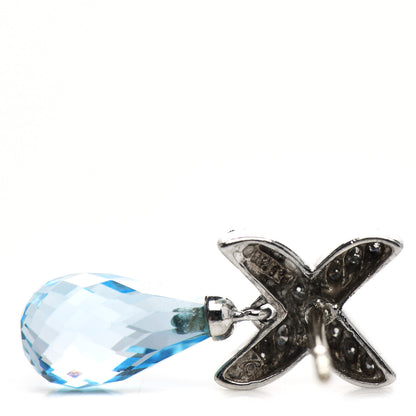 David Yurman Sterling Silver Blue Topaz Diamond X Drop Earrings 4 of 4