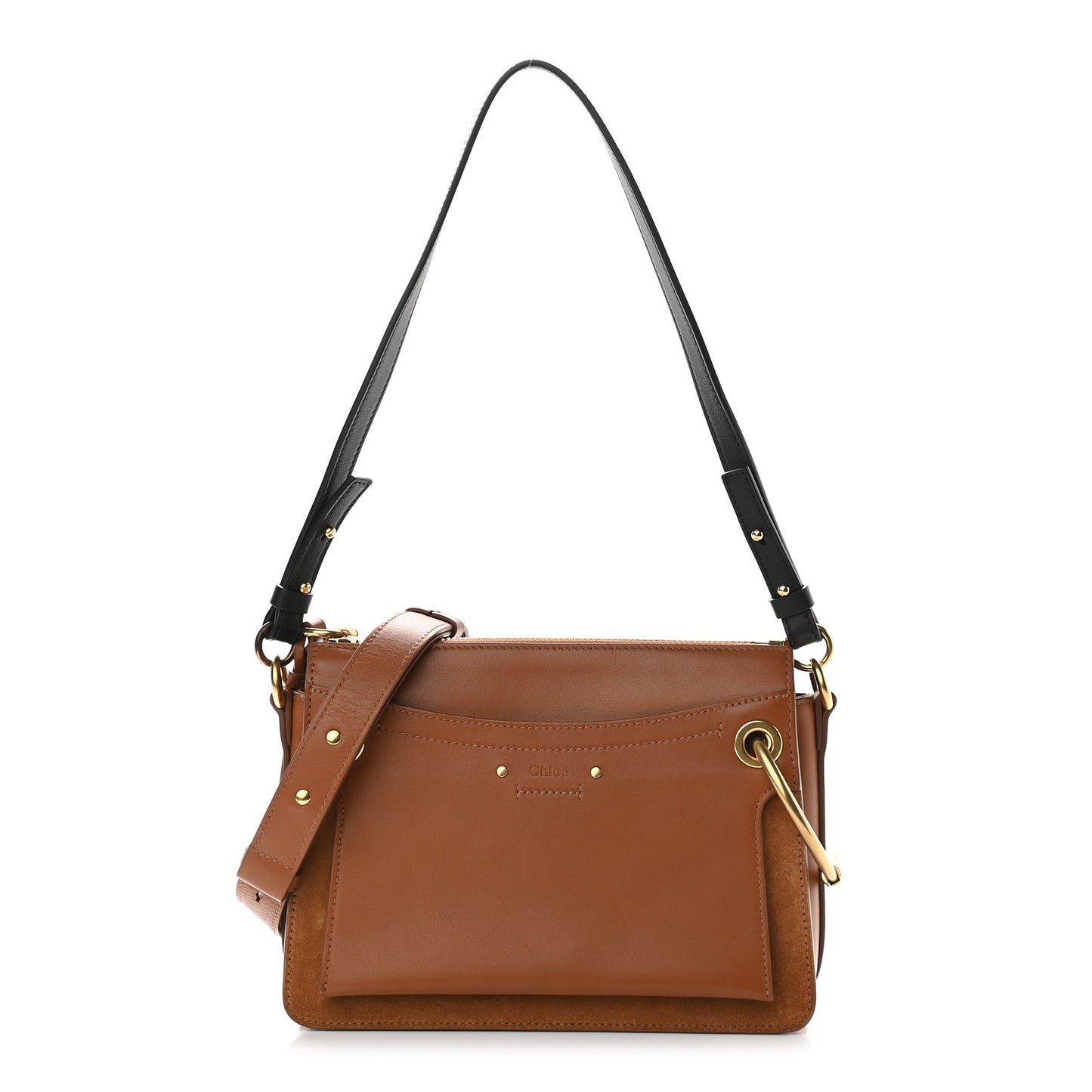 Calfskin Suede Small Roy Bag Caramel