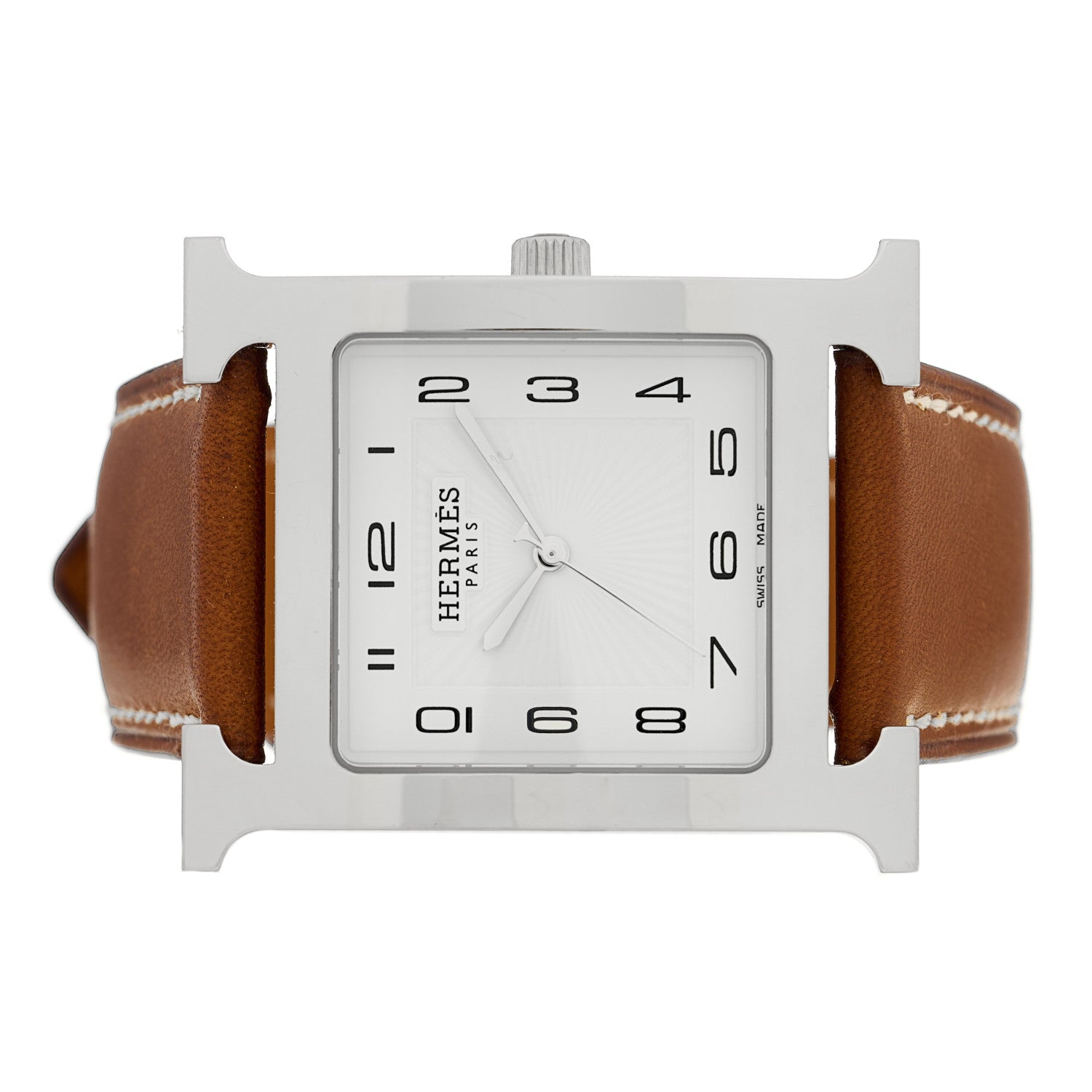 Hermes Stainless Steel Barenia 30.5mm Heure H Hour Quartz Watch Fauve 2 of 4