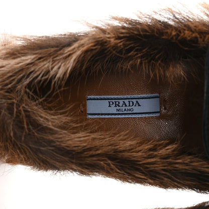 Prada Goat Hair Runway Slippers 35.5 Black Naturale Petunia 8 of 10