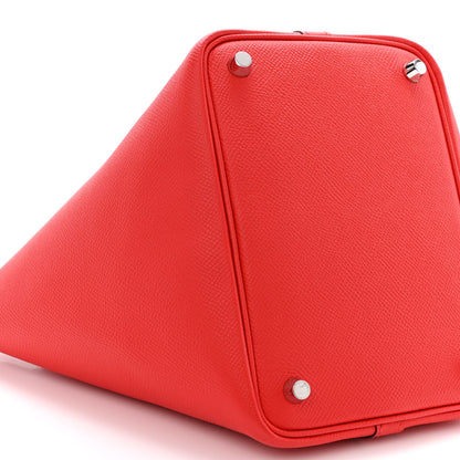 Hermes Epsom Tressage De Cuir Picotin Lock 18 PM Rouge Coeur Bleu du Nord Rouge H 9 of 15