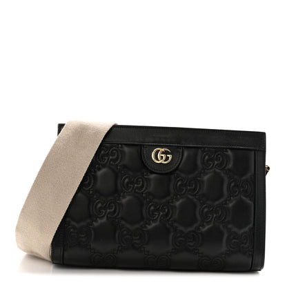 Gucci Calfskin GG Matelasse Small Slim Chain Shoulder Bag Black Natural 1 of 15