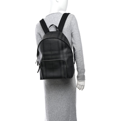 Burberry PVC Check Abbeydale Simple Backpack Black Grey 2 of 12
