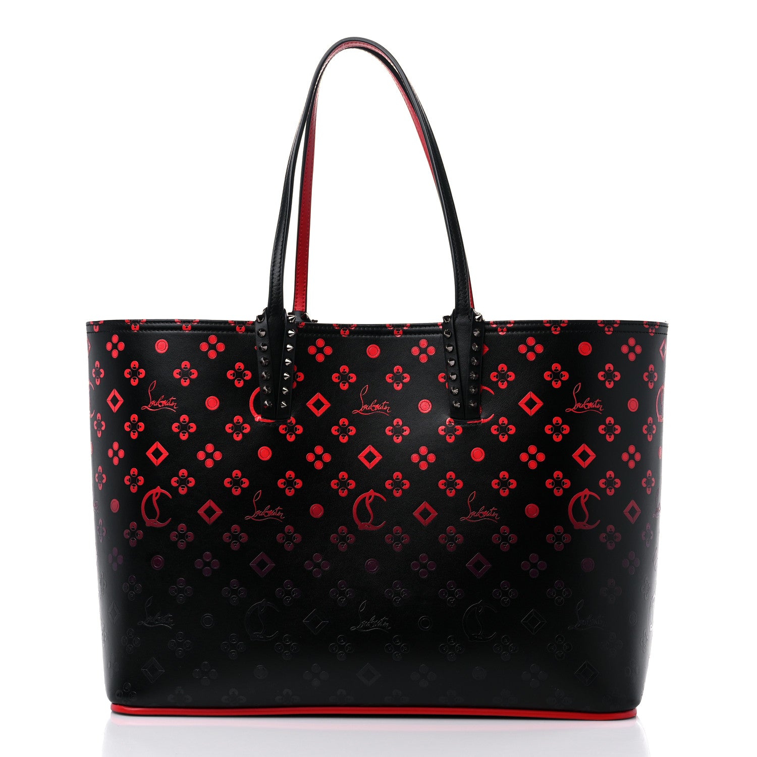 Christian Louboutin Perforated Calfskin Degrade Loubinthesky East West Cabata Tote Black Red 3 of 13