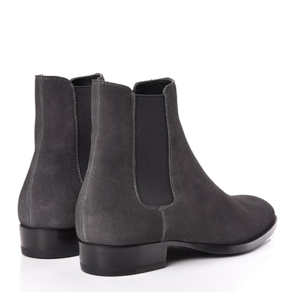 Saint Laurent Suede Mens Wyatt Chelsea Boots 40 Paris Fog 4 of 9