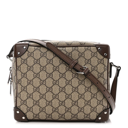 Gucci GG Supreme Monogram Textured Calfskin Square Messenger Bag Beige Ebony New Acero 1 of 10