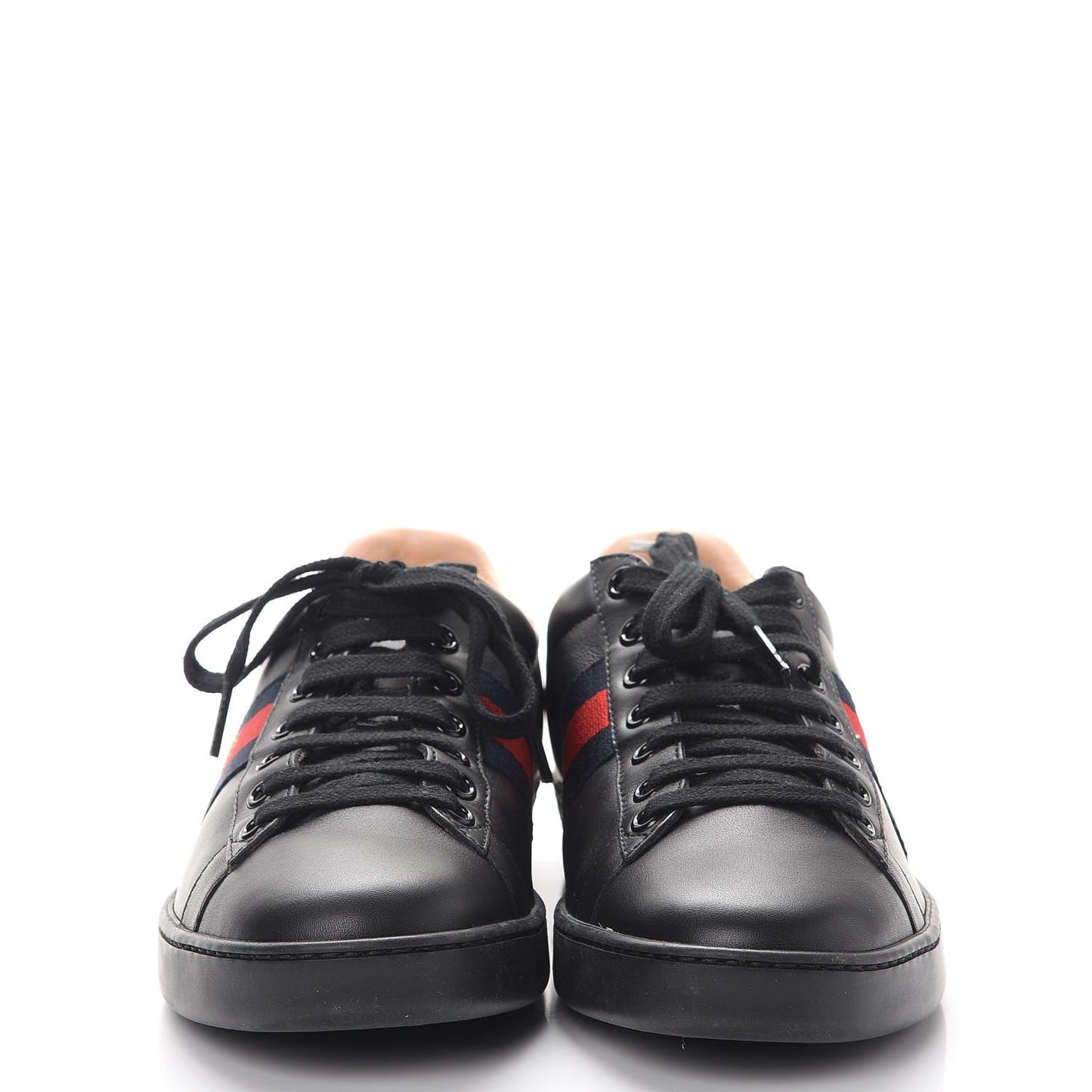 Calfskin Ayers Web Bee Embroidered Ace Sneakers 37.5 Black