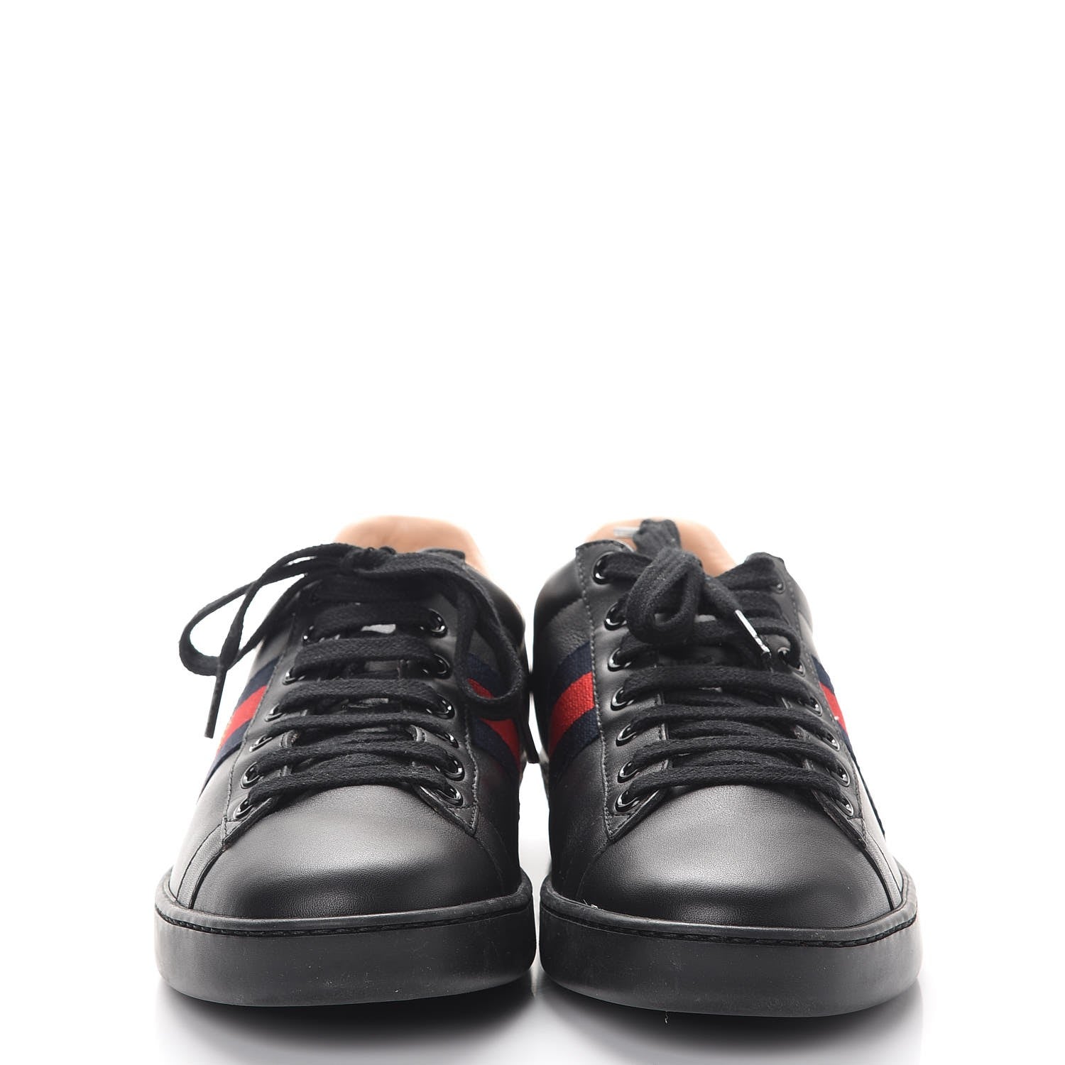 Gucci Calfskin Ayers Web Bee Embroidered Ace Sneakers 37.5 Black 2 of 10