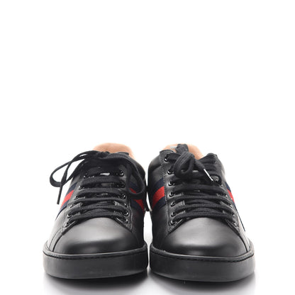 Gucci Calfskin Ayers Web Bee Embroidered Ace Sneakers 37.5 Black 2 of 10