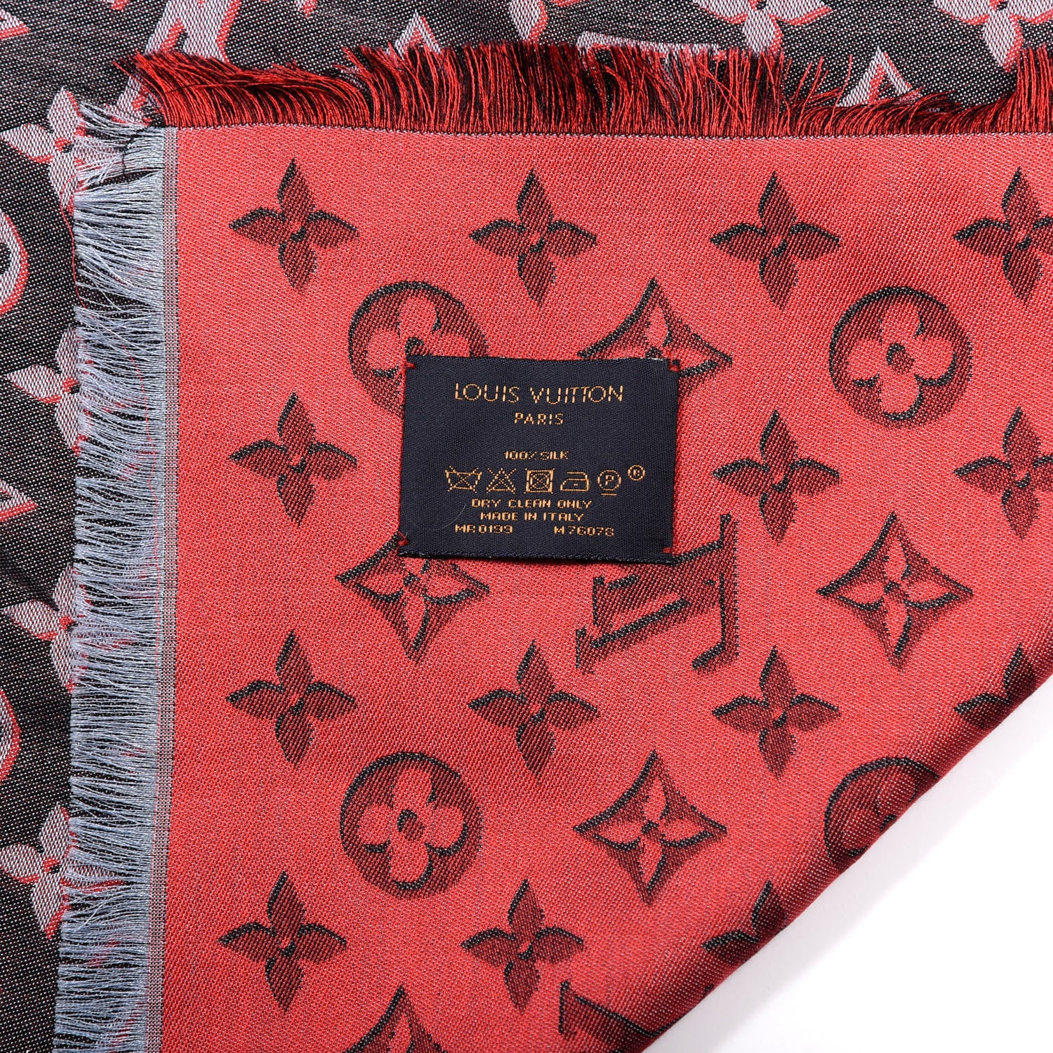 Louis Vuitton Silk 3D Monogram Shawl Charcoal Grey 4 of 4