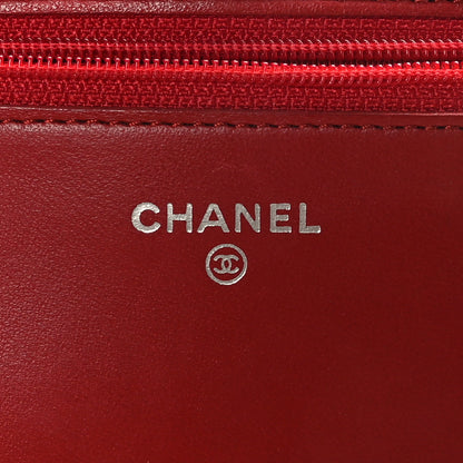 Chanel Lambskin Quilted Wallet On Chain WOC Red 6 of 11