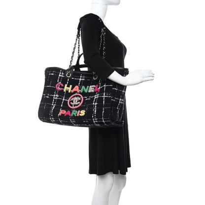 Chanel Tweed Medium Deauville Tote Black White Multicolor 2 of 13