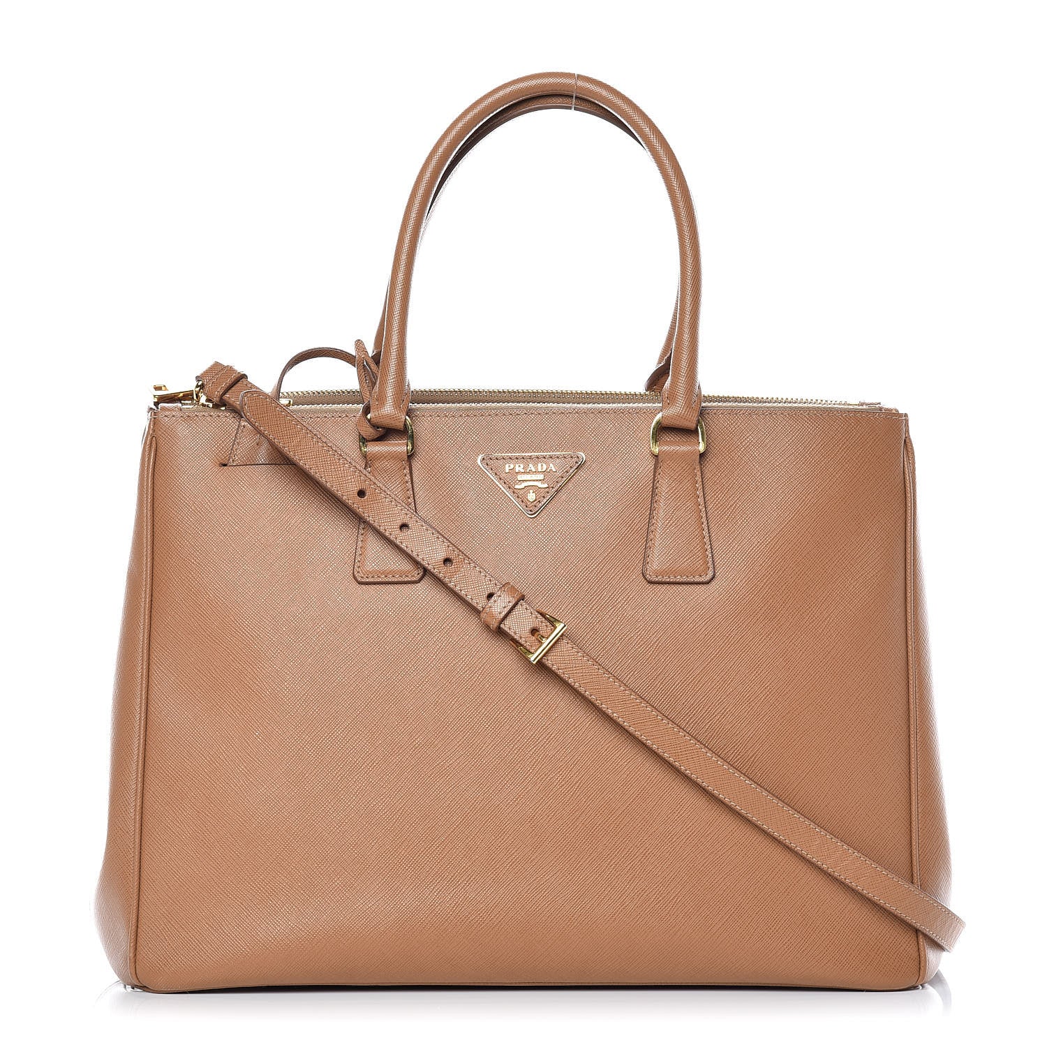 Prada Saffiano Medium Galleria Double Zip Tote Caramel 1 of 12