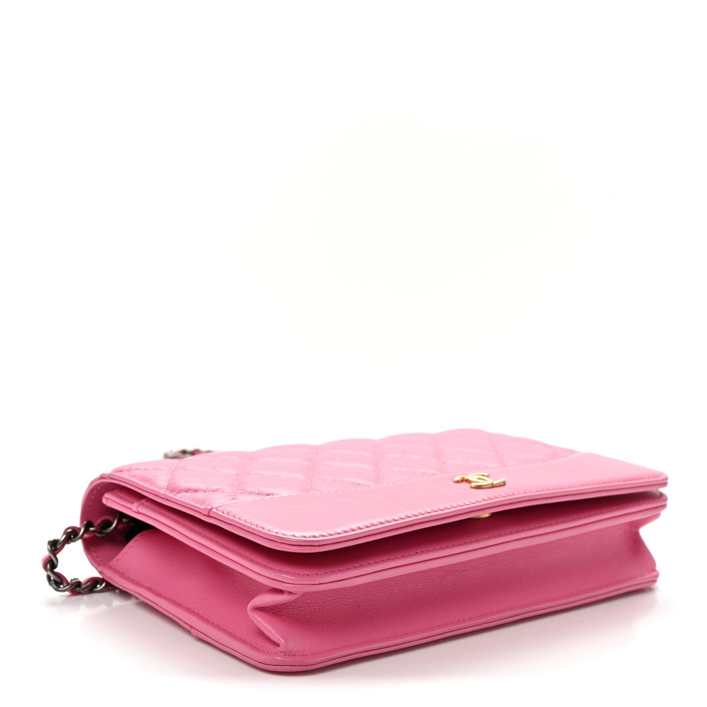 Aged Calfskin Quilted Gabrielle Wallet On Chain WOC Pink