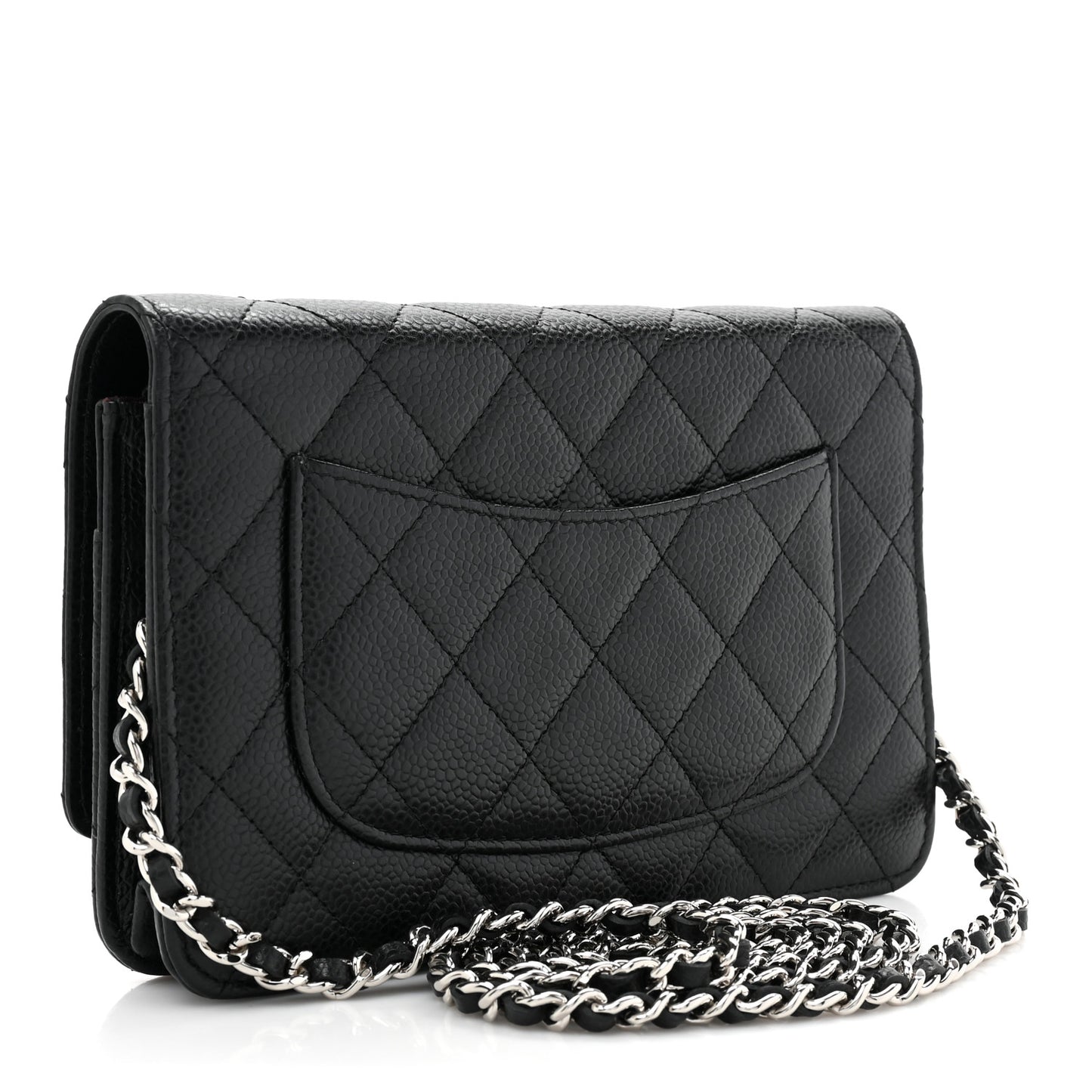Caviar Quilted Wallet on Chain WOC Black
