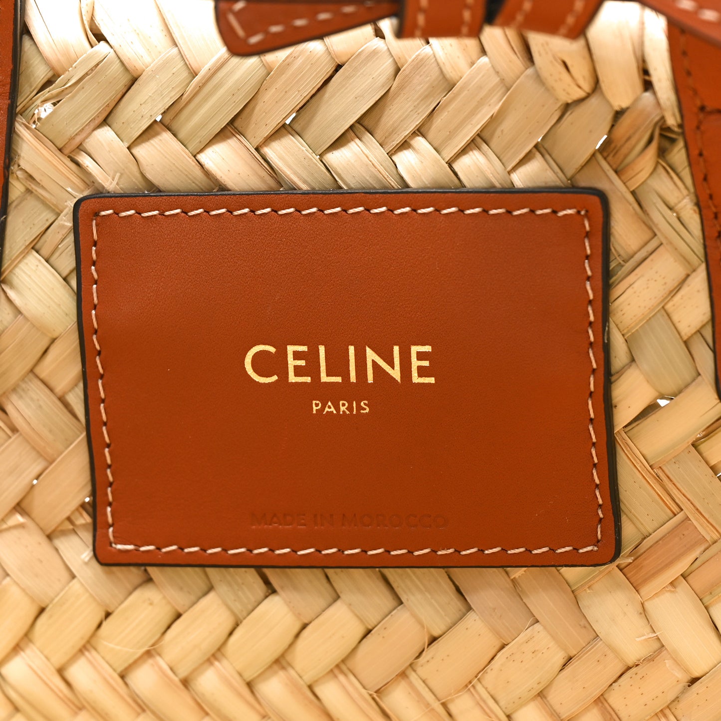 Raffia Calfskin Triomphe Teen Panier Tan
