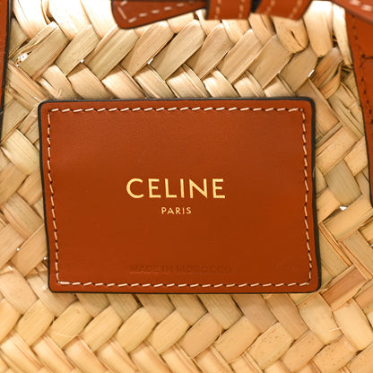 Celine Raffia Calfskin Triomphe Teen Panier Tan 6 of 9