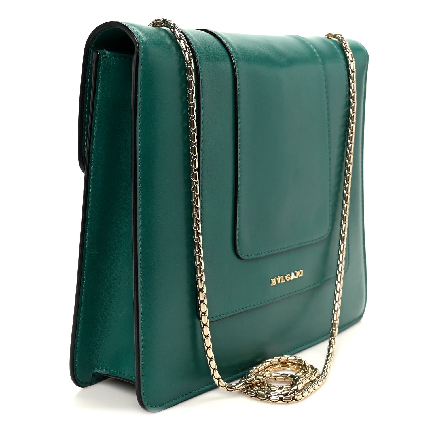 Bulgari Calfskin Serpenti Forever Snake Strap Crossbody Bag Emerald Green 3 of 11