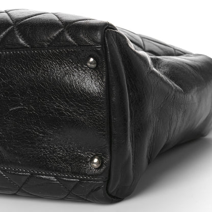 Chanel Glazed Calfskin Quilted Large Nameplate Shopping Tote Black 9 of 11