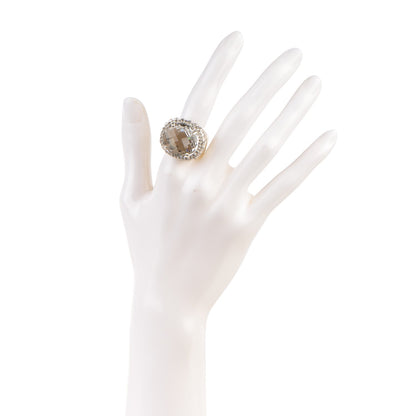 John Hardy Sterling Silver White Topaz Quartz 20mm Bamboo Dome Ring 7.25 2 of 5