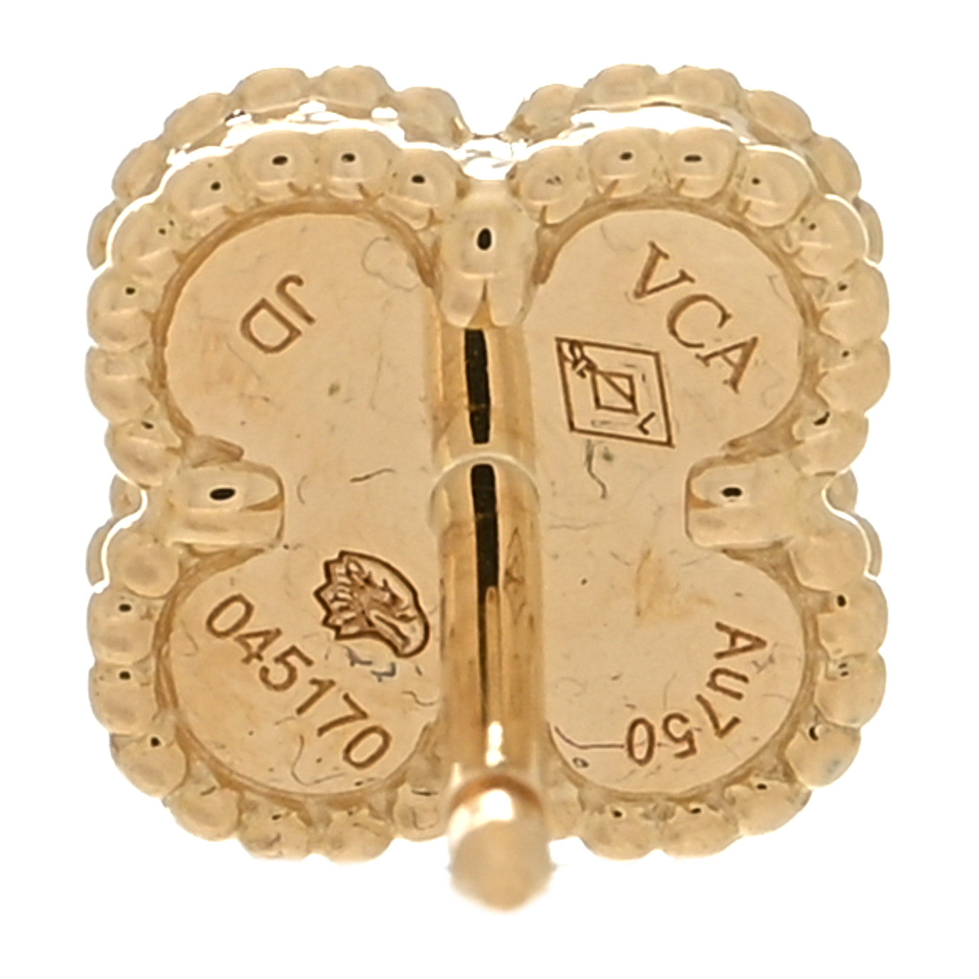 Van Cleef & Arpels 18K Yellow Gold Mother of Pearl Sweet Alhambra Earrings 4 of 5