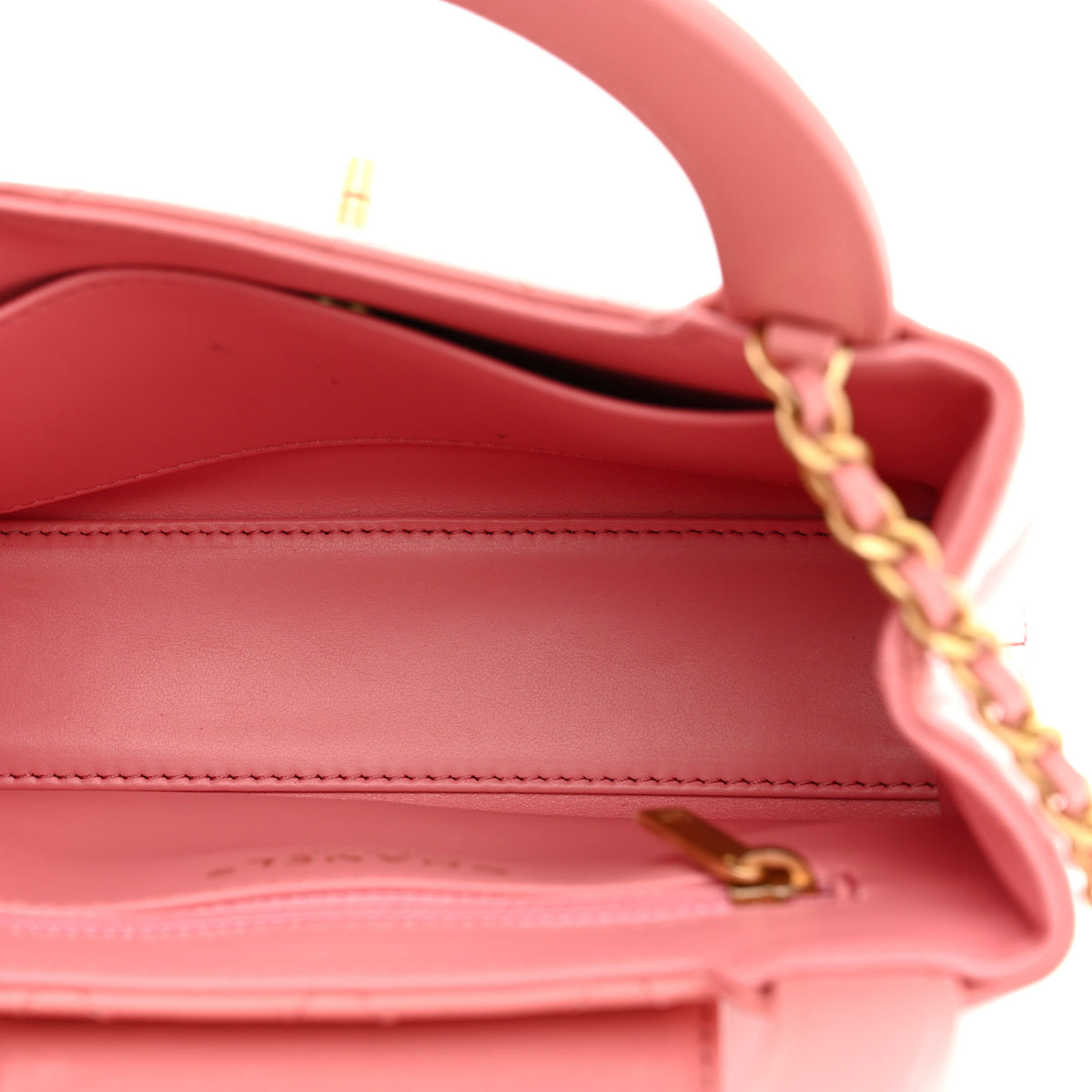 Shiny Aged Calfskin Quilted Nano Kelly Shopper Coral Pink
