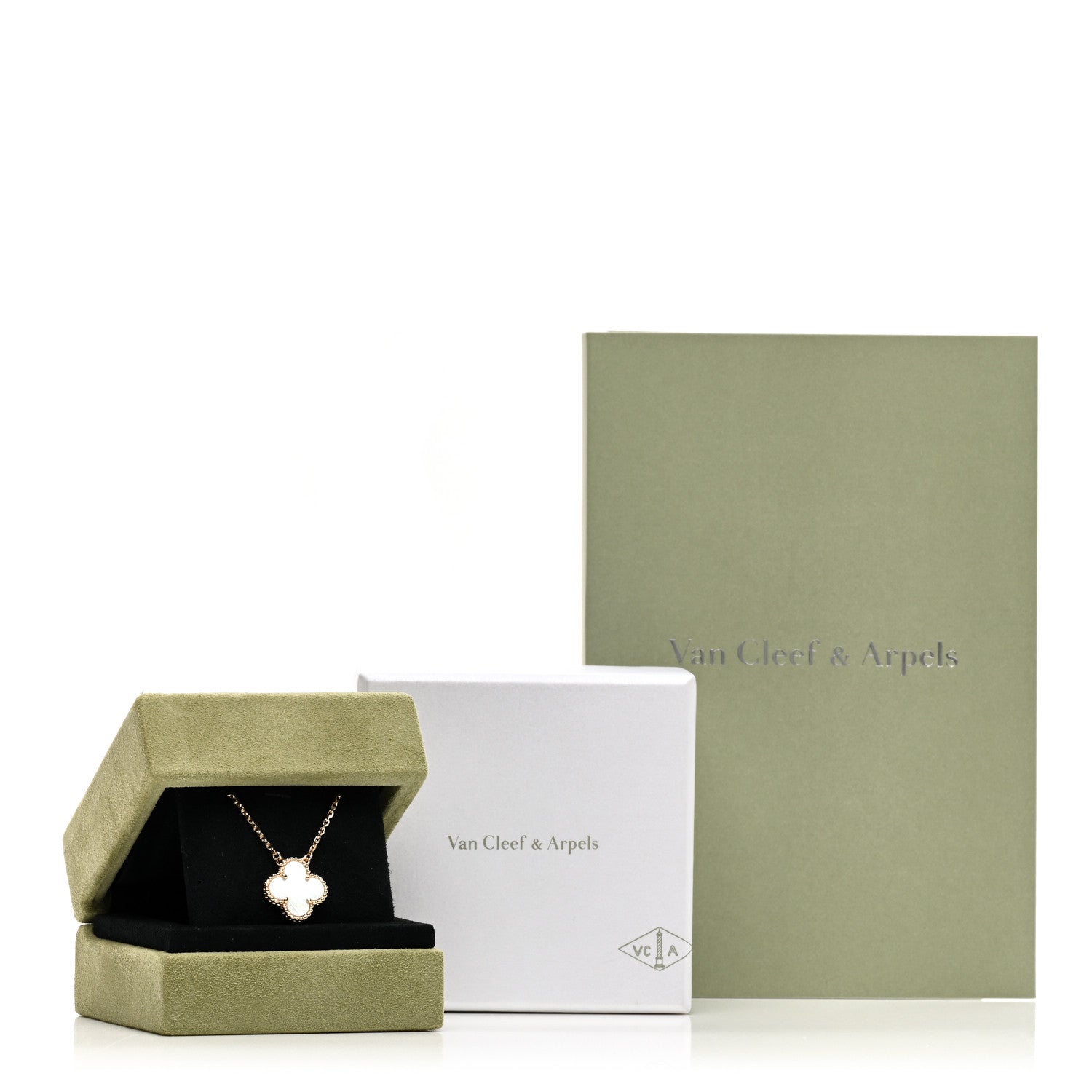 Van Cleef & Arpels 18K Yellow Gold Mother of Pearl Vintage Alhambra Pendant Necklace 6 of 6