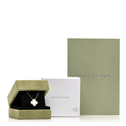 Van Cleef & Arpels 18K Yellow Gold Mother of Pearl Vintage Alhambra Pendant Necklace 6 of 6