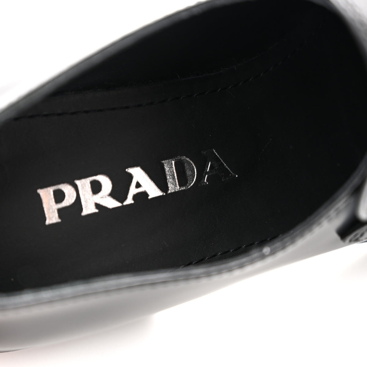 Prada Spazzolato Metal Triangle Logo 50mm Loafers 37 Black 9 of 10