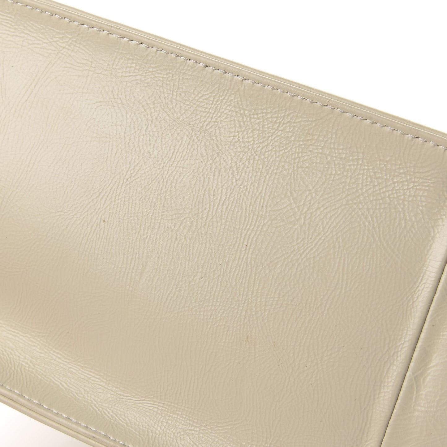 Glazed Aged Calfskin CC Tote White