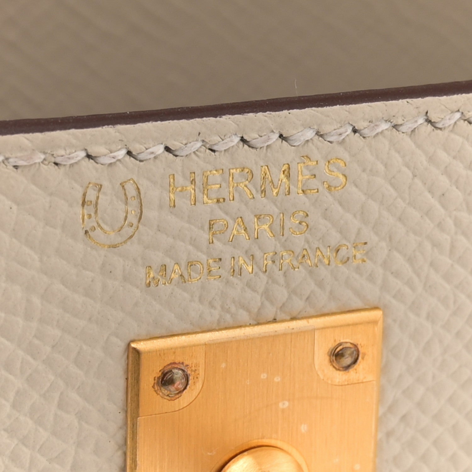 Hermes Epsom Bi-Color Horseshoe Kelly Sellier 25 Craie Gold 6 of 10