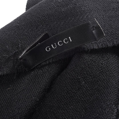 Gucci Wool Monogram Fringe Scarf Black 4 of 5