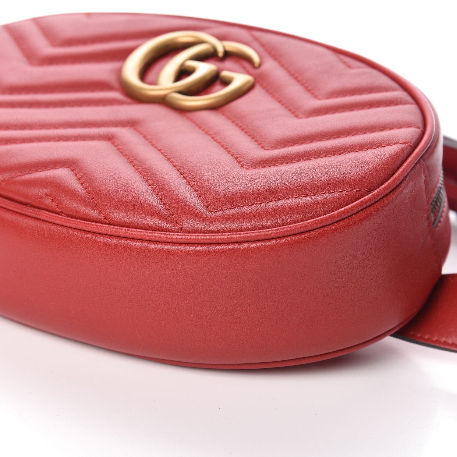 Gucci Calfskin Matelasse GG Marmont Belt Bag 85 34 Hibiscus Red 9 of 10
