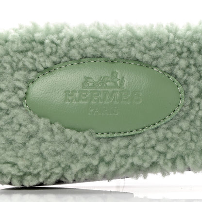 Hermes Woolskin Oran Sandals 36.5 Vert D’Eau 6 of 8