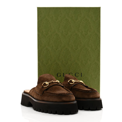 Gucci Suede Horsebit Platform Mules 40 Washed Brown 9 of 9
