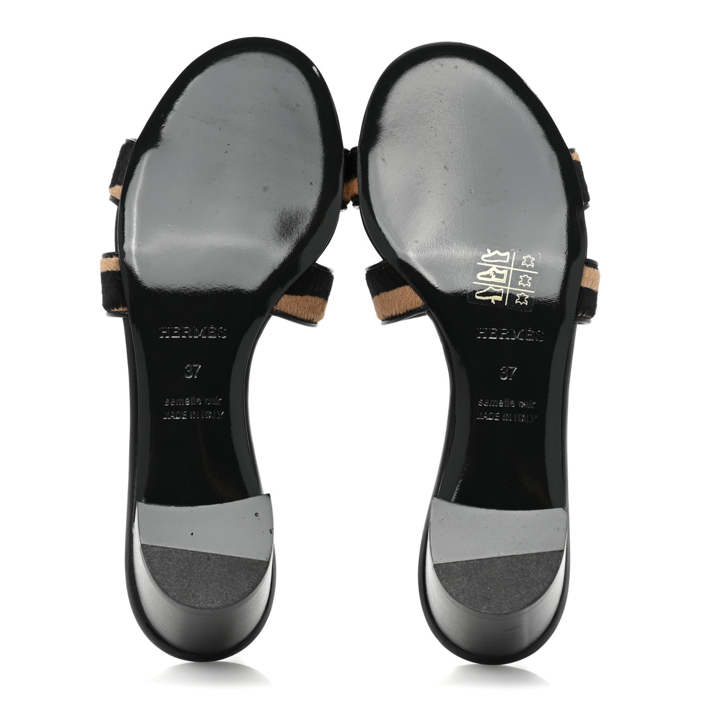 Moire Goatskin Oasis Sandals 37 Black Beige