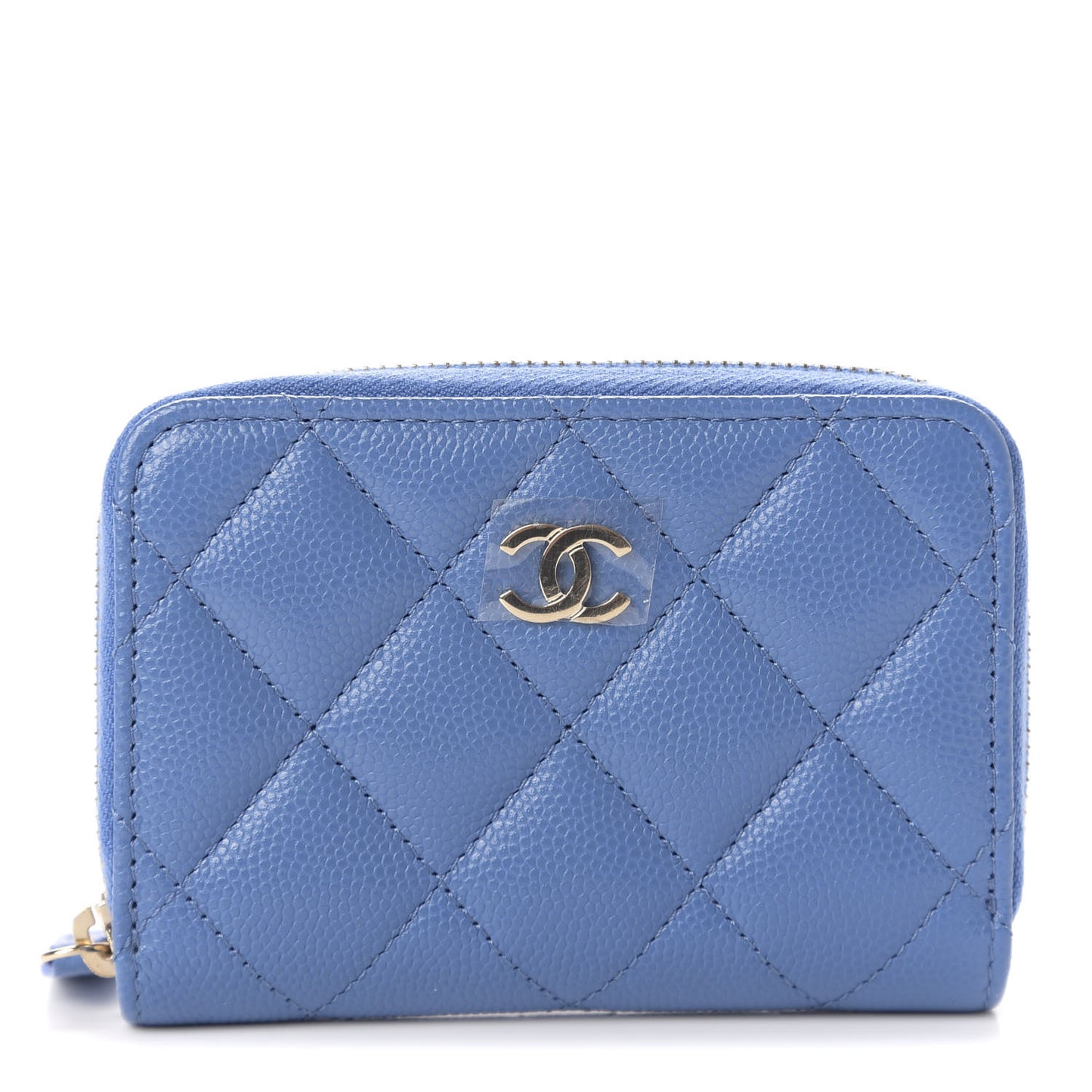 Caviar Quilted Zip Coin Purse Blue