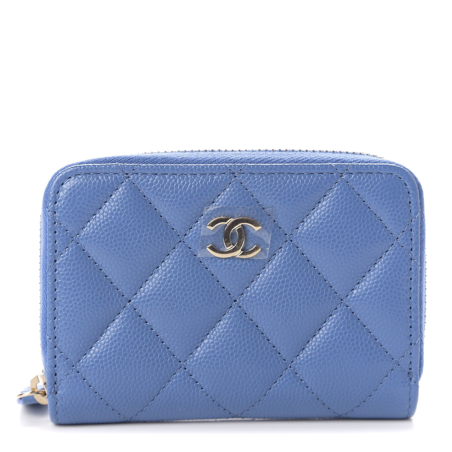 Chanel Caviar Quilted Zip Coin Purse Blue 1 of 8