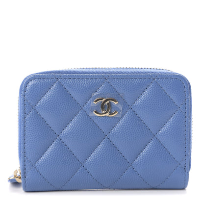 Chanel Caviar Quilted Zip Coin Purse Blue 1 of 8