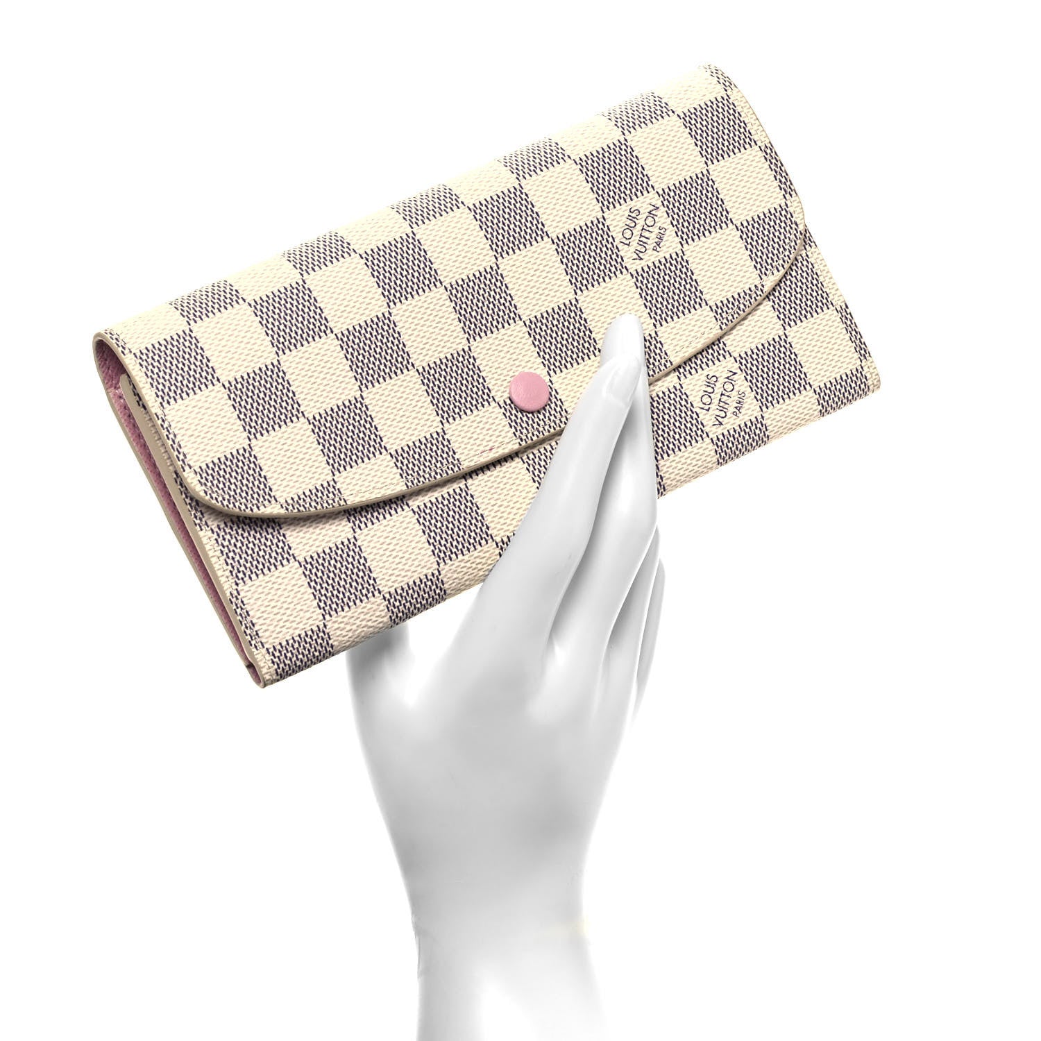 Louis Vuitton Damier Azur Emilie Wallet Rose Ballerine 2 of 7