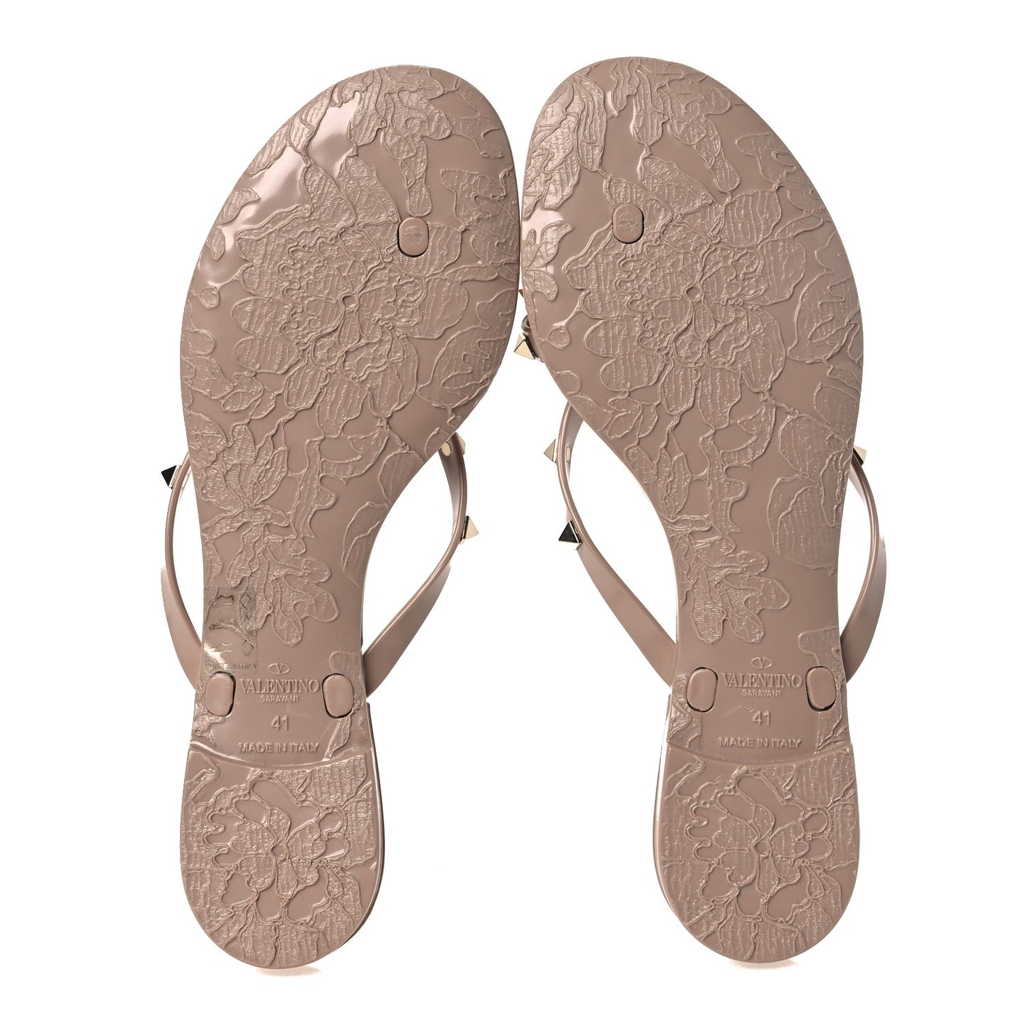 PVC Jelly Rockstud Bow Thong Sandals 41 Poudre