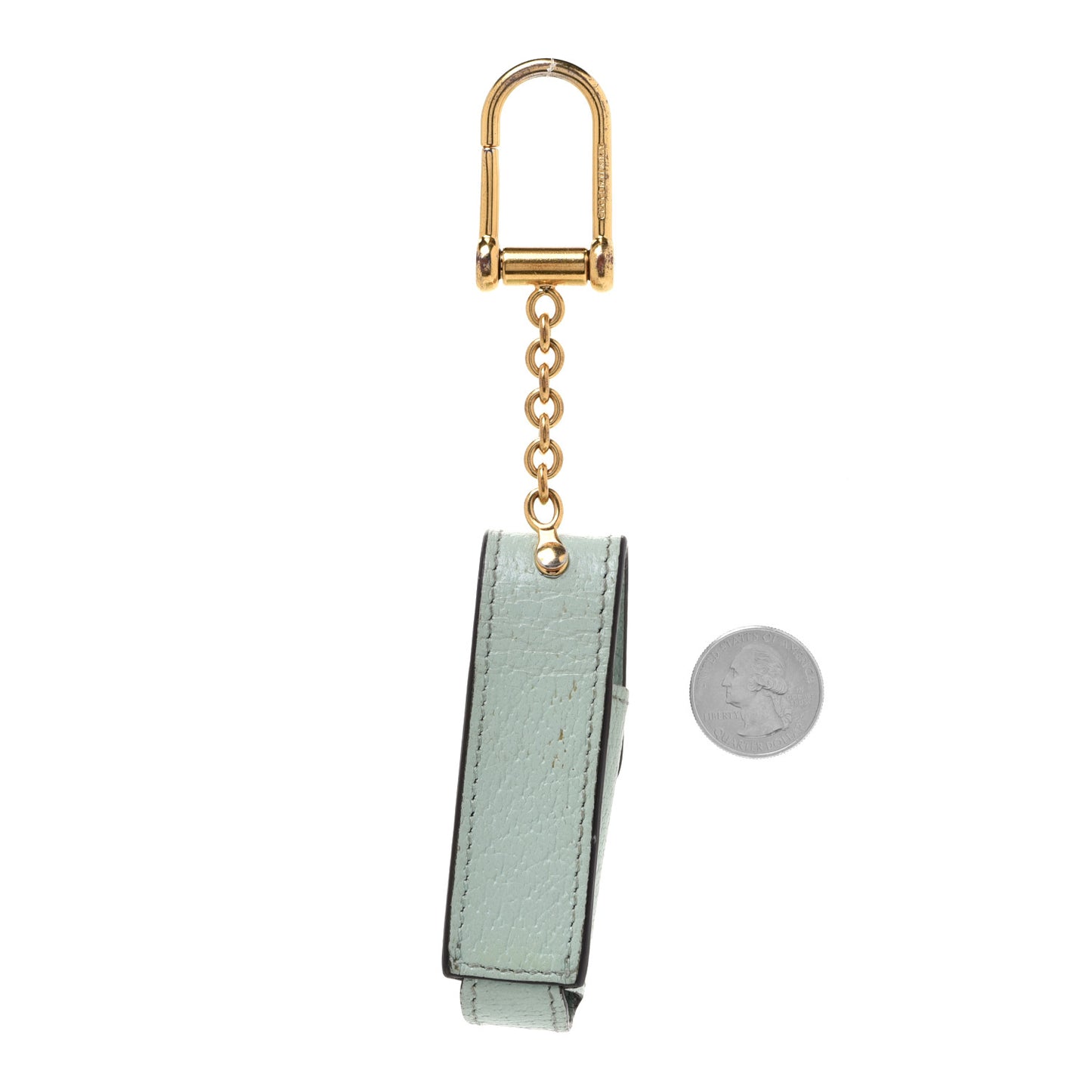 Textured Calfskin Enamel Single Porte Rouges Keychain Water Green