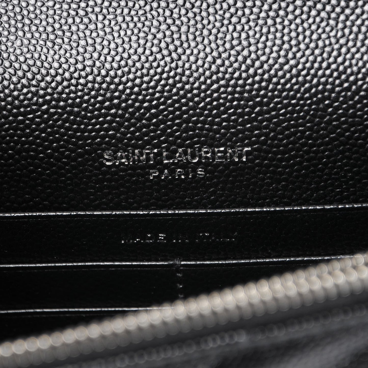 Grain De Poudre Matelasse Chevron Monogram Envelope Chain Wallet Black