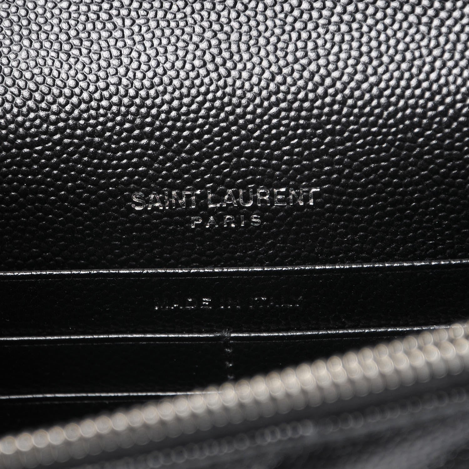 Saint Laurent Grain De Poudre Matelasse Chevron Monogram Envelope Chain Wallet Black 6 of 6
