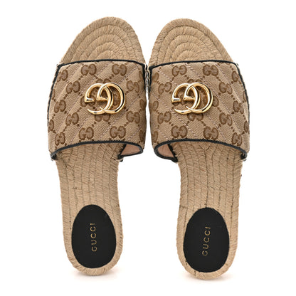 Gucci Monogram Matelasse GG Marmont Espadrille 20mm Slide Sandals 40 Beige Ebony Black 2 of 11