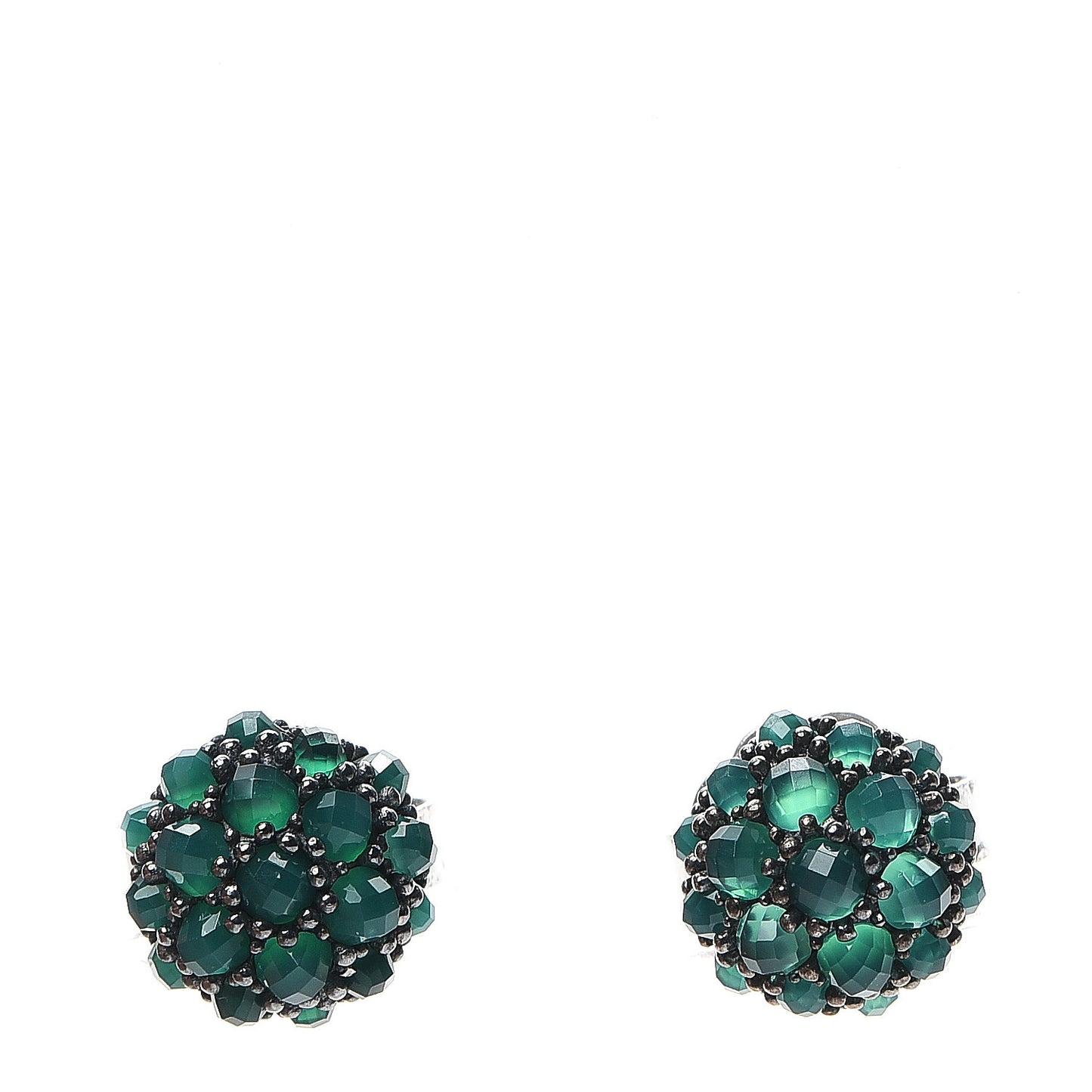 Sterling Silver Green Onyx Cable Berries Earrings