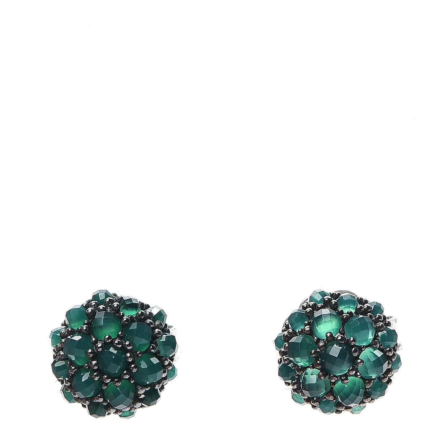 David Yurman Sterling Silver Green Onyx Cable Berries Earrings 1 of 4