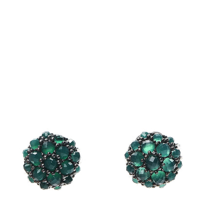 David Yurman Sterling Silver Green Onyx Cable Berries Earrings 1 of 4