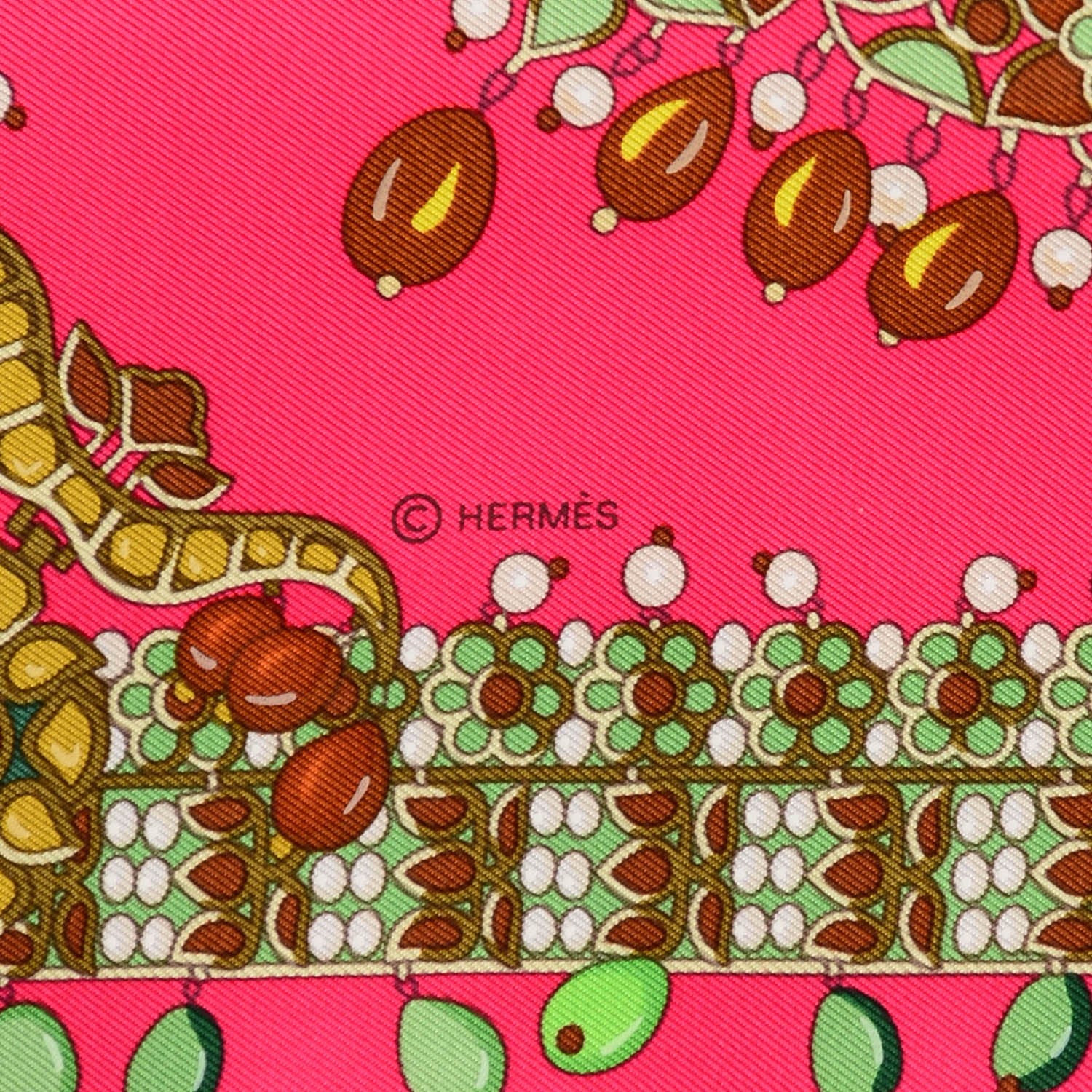 Hermes Silk Parures Des Maharajas Scarf 90 Rose Indien Kaki Chartreuse 5 of 6